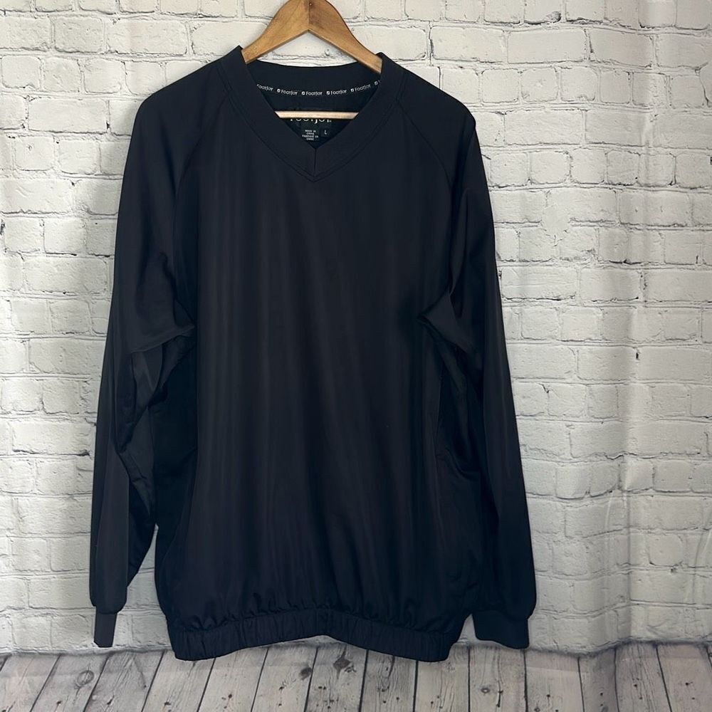 FOOTJOY V-Neck‎ Pullover/Windbreaker Jacket L Black Long Sleeve Outdoor Golf